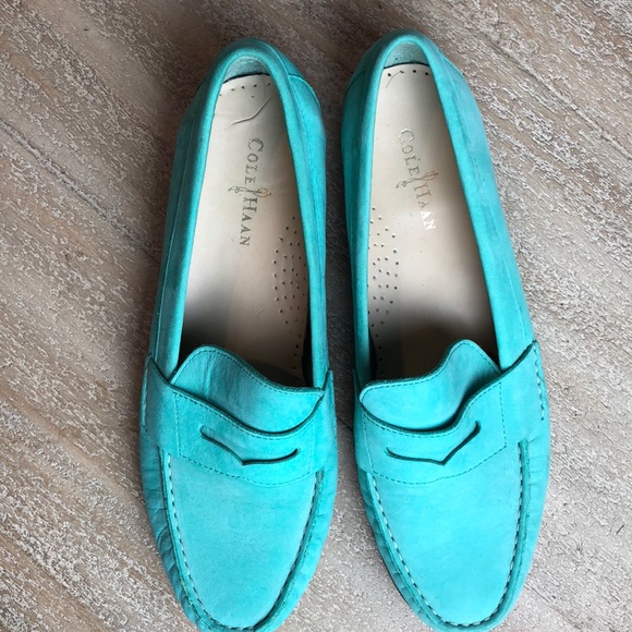 mint green loafers